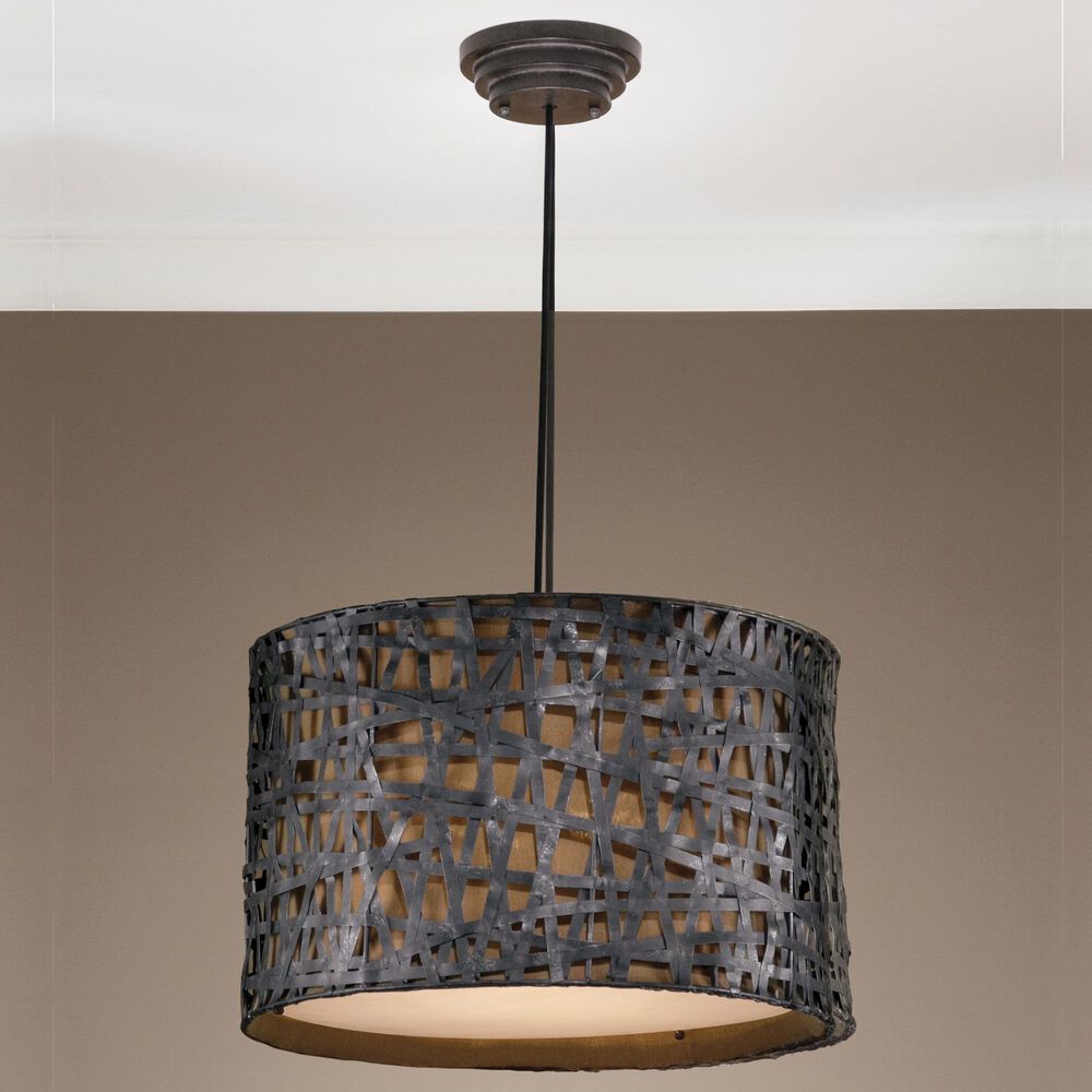 Uttermost Alita Drum Pendant in Rust Black and Aged Silver, , large