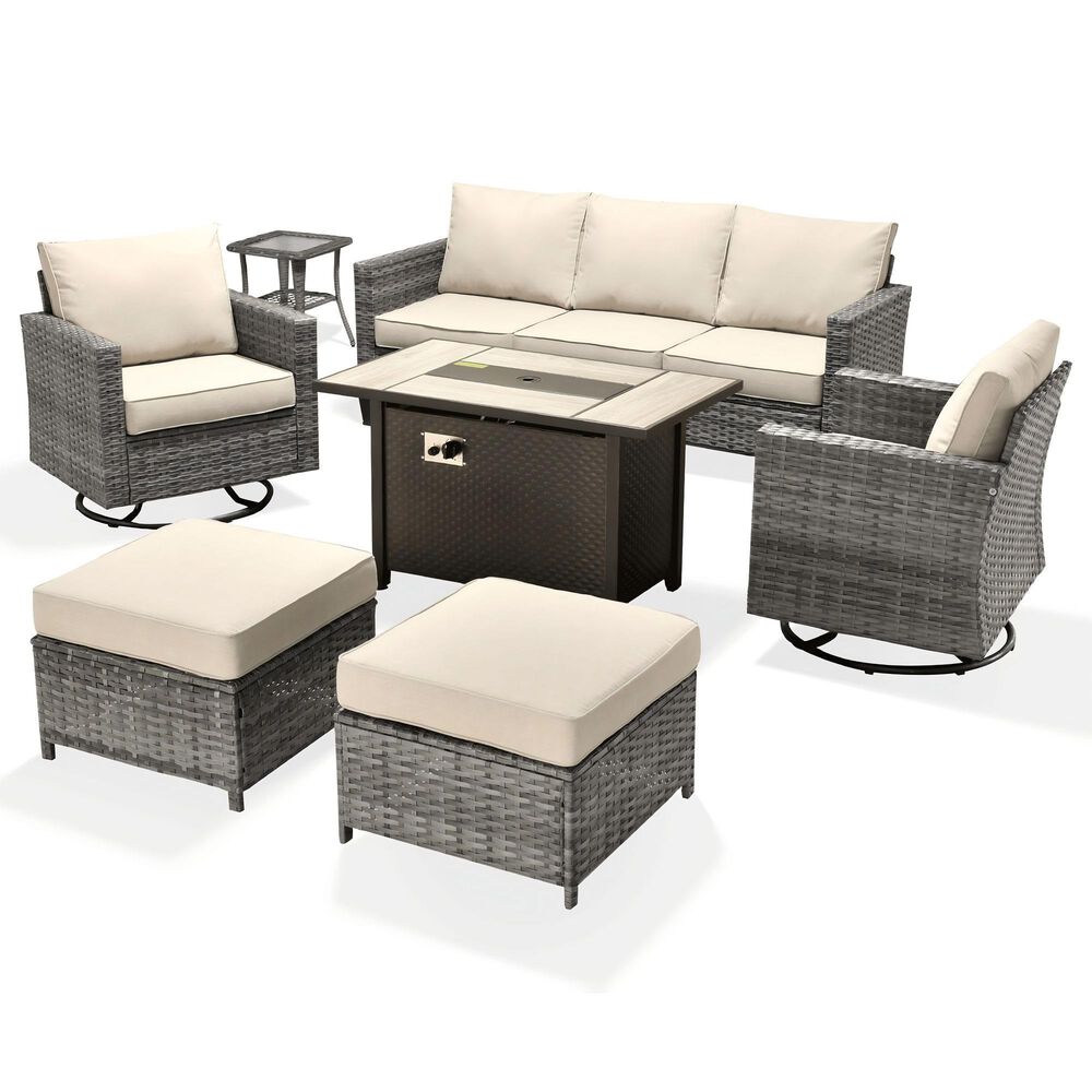 HOMLUX 7 Piece Outdoor Patio Set in Beige, , large