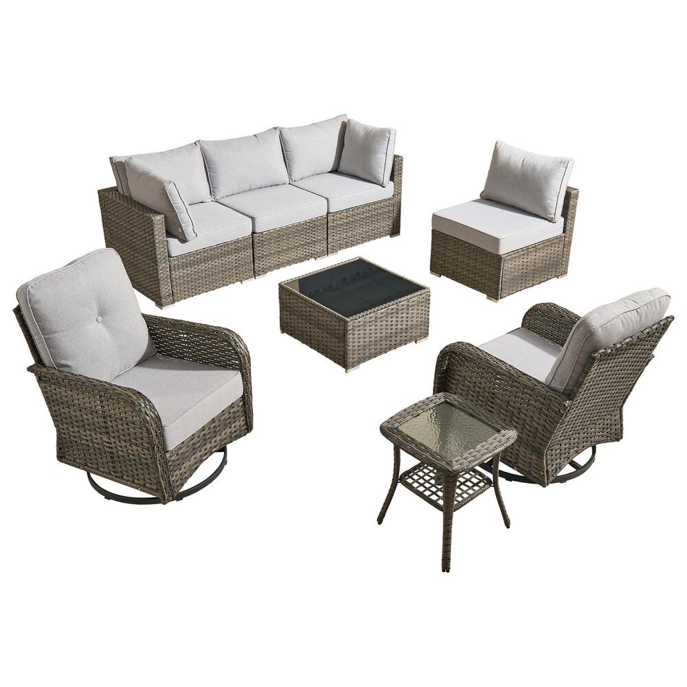 HOMLUX 8-Piece Patio Conversation Set in Gray, , large