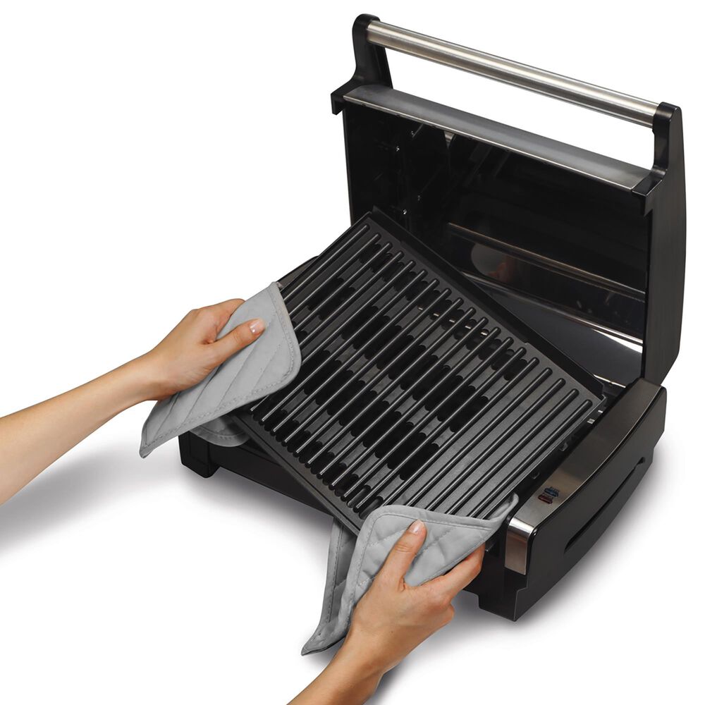 Hamilton Beach Searing Grill with Lid Window in Stainless Steel Shop NFM