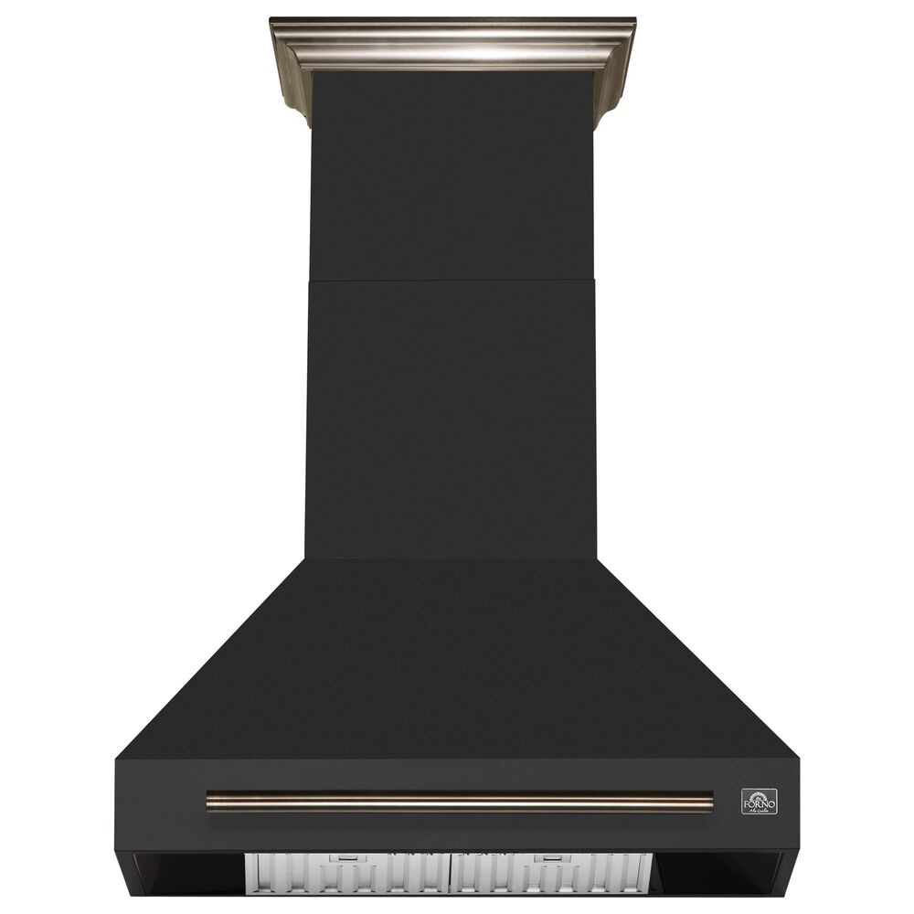 Forno Aria 30" Wall Mount Range Hood in Black and Antique Brass, , large