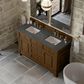 James Martin Vanities Brookfield 60" Double Bathroom Vanity in Honey Oak with 3 cm Parisien Bleu Quartz Top and Rectangular Sinks, , large