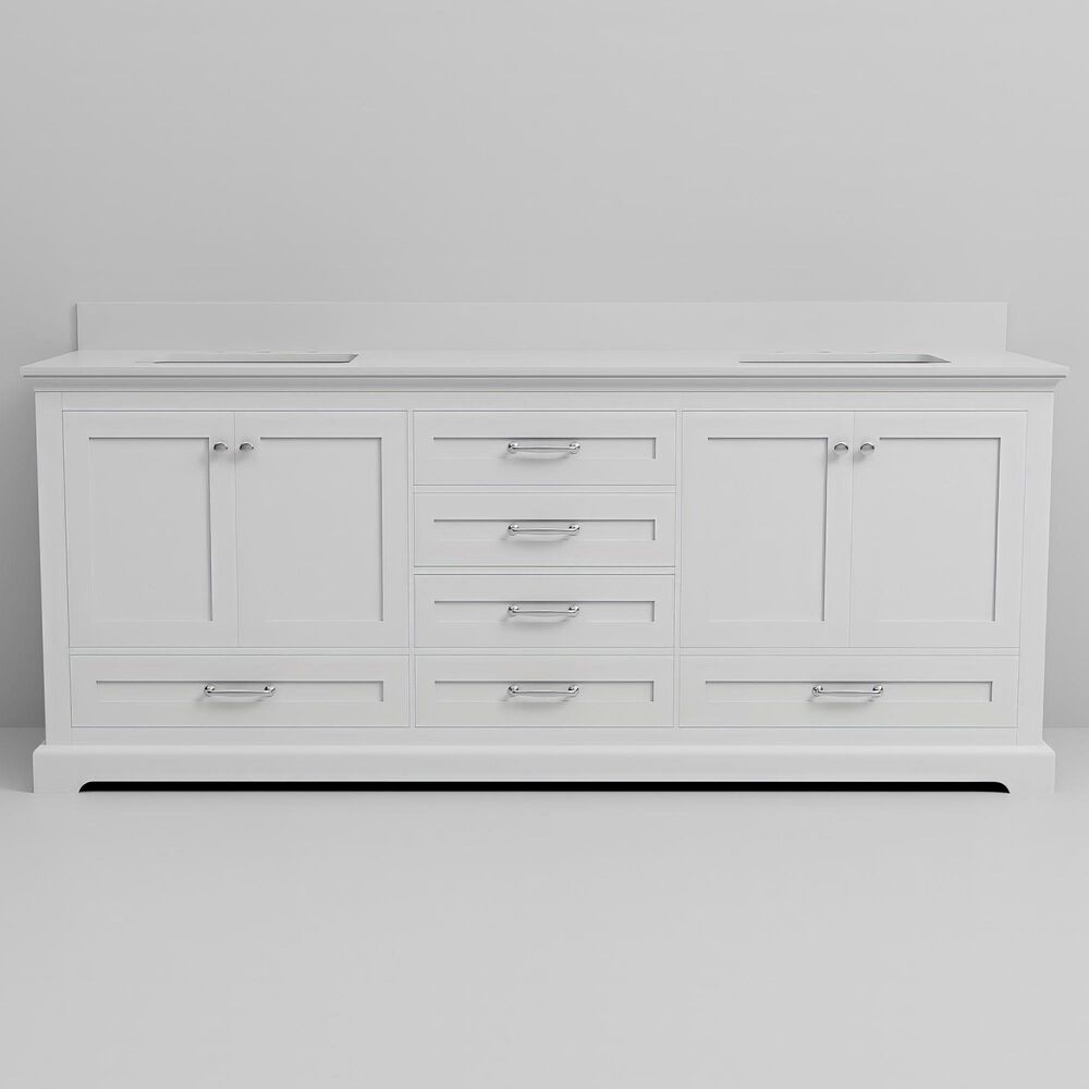 Lexora Home Dukes 80" Double Bathroom Vanity in White with 2 cm White Cultured Marble Top and Rectangular Sinks, , large