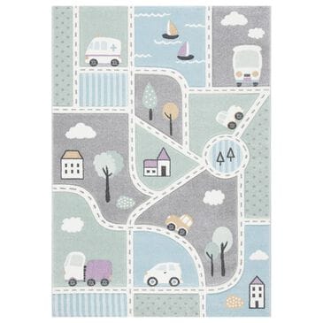 Safavieh Carousel 8" x 10" Grey and Light Blue Kids  Area Rug, , large
