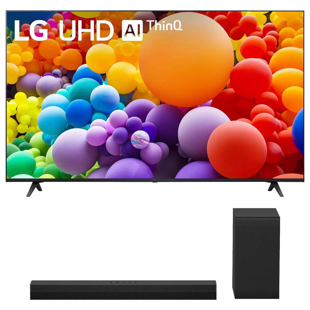 LG 43" Class UHD Series 4K UHD - Smart TV with 2.1 Channel Sound Bar and Wireless Subwoofer in Black, , large
