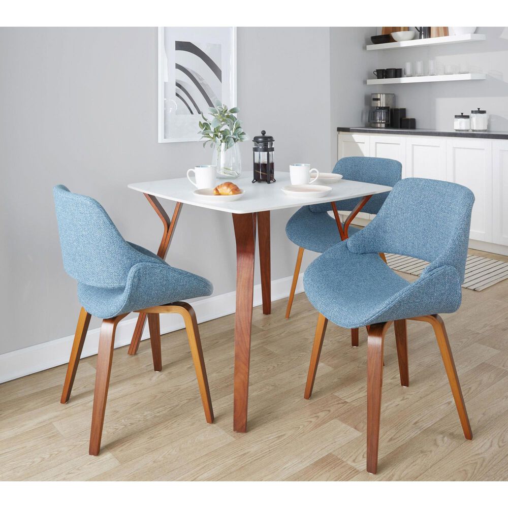 LumiSource Fabrico Side Chair with Blue Cushion in Walnut (Set of 2), , large
