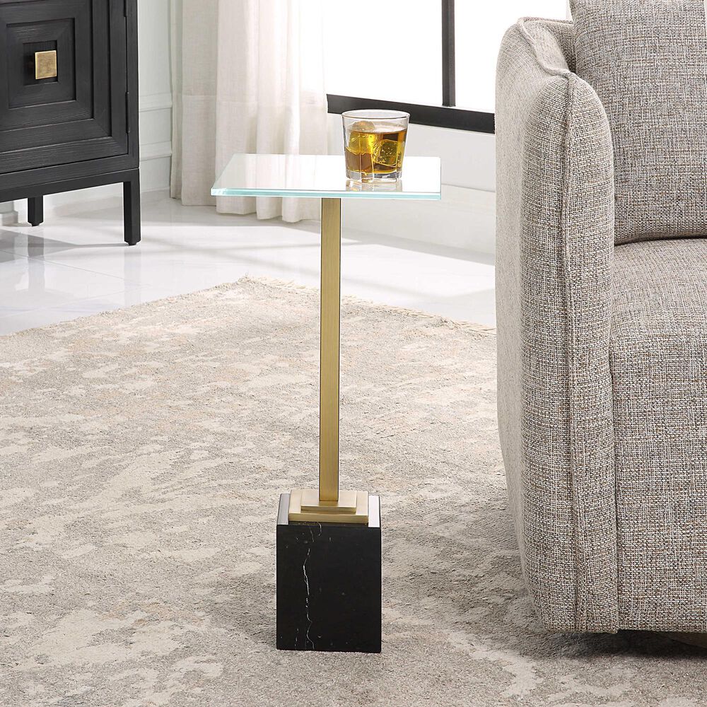 Uttermost Martini Table in Black and Brass, , large