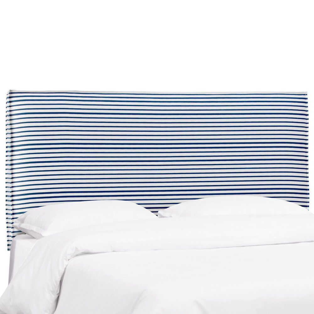 Skyline Furniture Queen Slipcover Headboard in Nautical Stripe Navy, , large