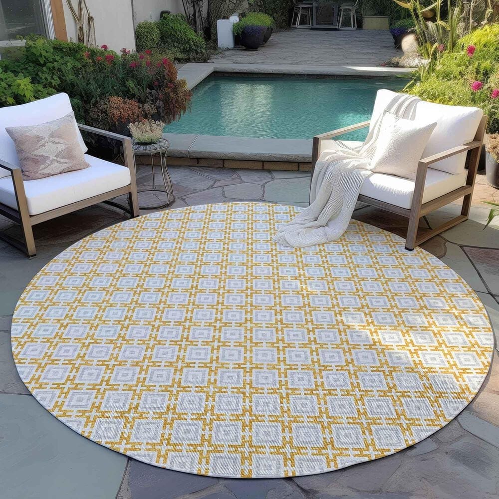 Dalyn Rug Company Marlo 4&#39; Round Gold Indoor/Outdoor Area Rug, , large