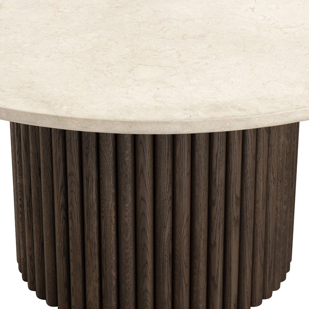 37B Banyan and Cavoli 5-Piece Round Dining Set in Cream and Dark Brown, , large