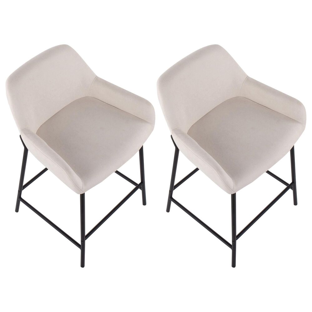 Lumisource Daniella Counter Stool with Cream Fabric Cushion in Black