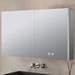 Lexora Home Corsica 40" x 28" LED Mirror Medicine Cabinet with Defogger in Aluminium, , large