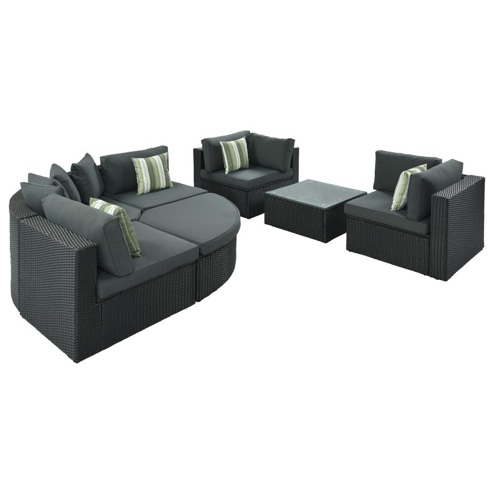 HOMLUX 7-piece Outdoor Conversation Set with Black Wicker in Gray, , large