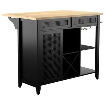 Southern Enterprises Bramlage Kitchen Island in Black and Natural, , large