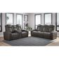 Signature Design by Ashley HyllMont Power Recliner Console Loveseat with Power Headrest in Gray, , large