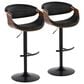 LumiSource Symphony Swivel Adjustable Bar Stool with Black Upholstery in Walnut and Black (Set of 2), , large