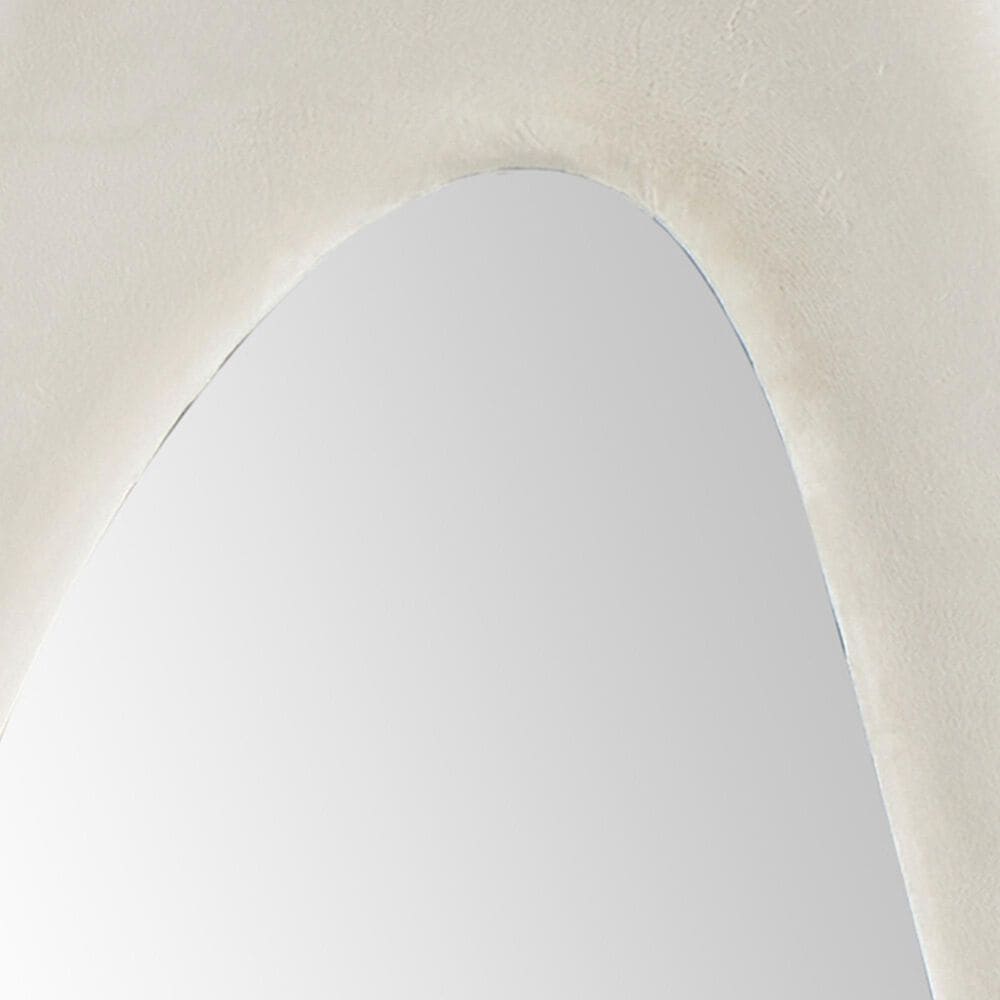 Maple and Jade 65&quot; x 26&quot; Velvet Abstract Wavy Wall Mirror in White, , large
