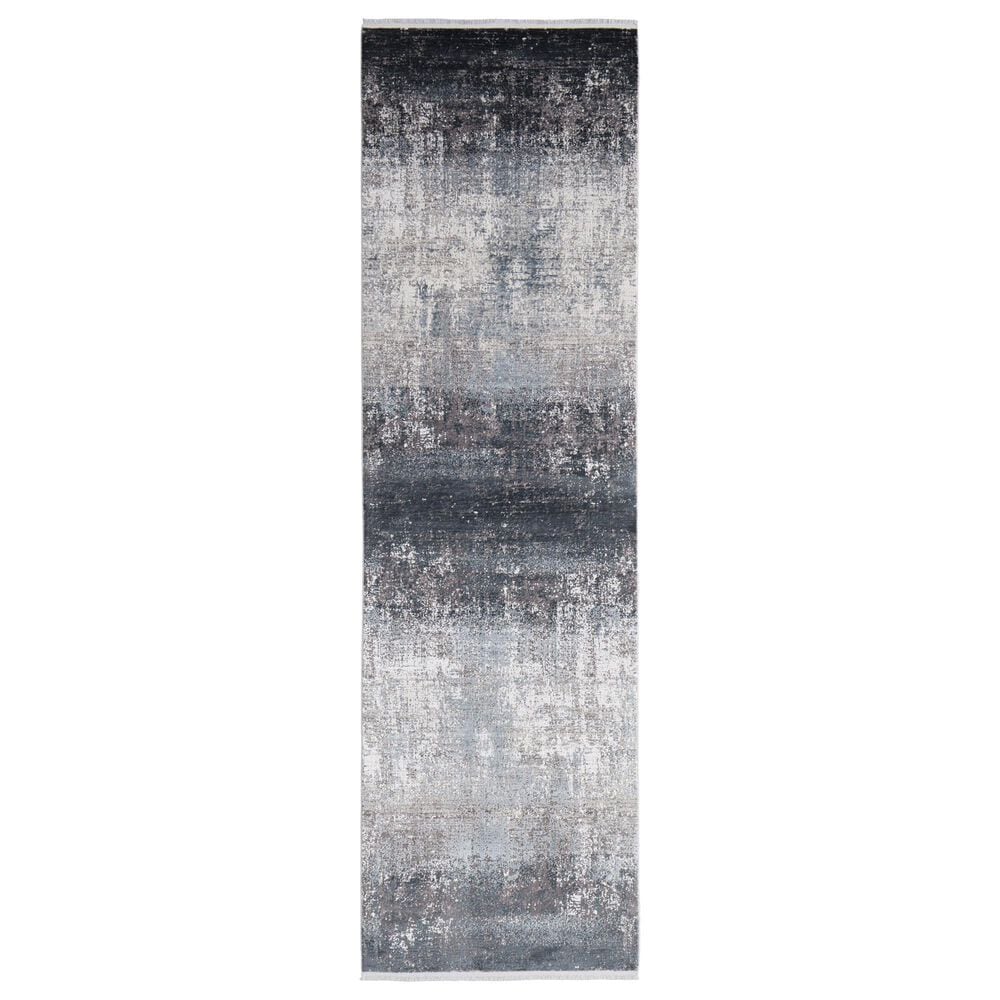 Feizy Cadiz 3"1" x 10" Charcoal and Black Runner, , large