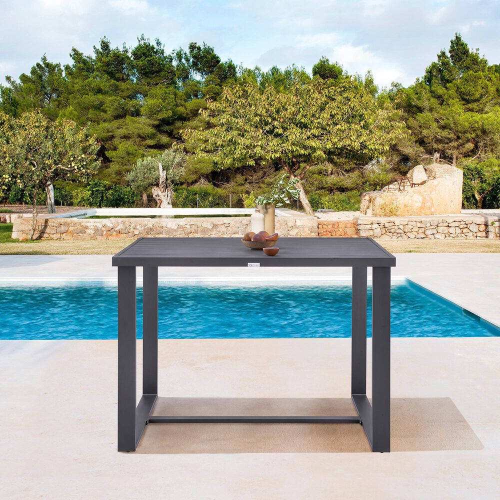 Blue River Argiope Outdoor Patio Bar Height Dining Table in Dark Gray - Table Only, , large