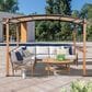 Sunwell Garden 8" x 10" Outdoor Steel Arched Natural Wood Patio Pergola, , large