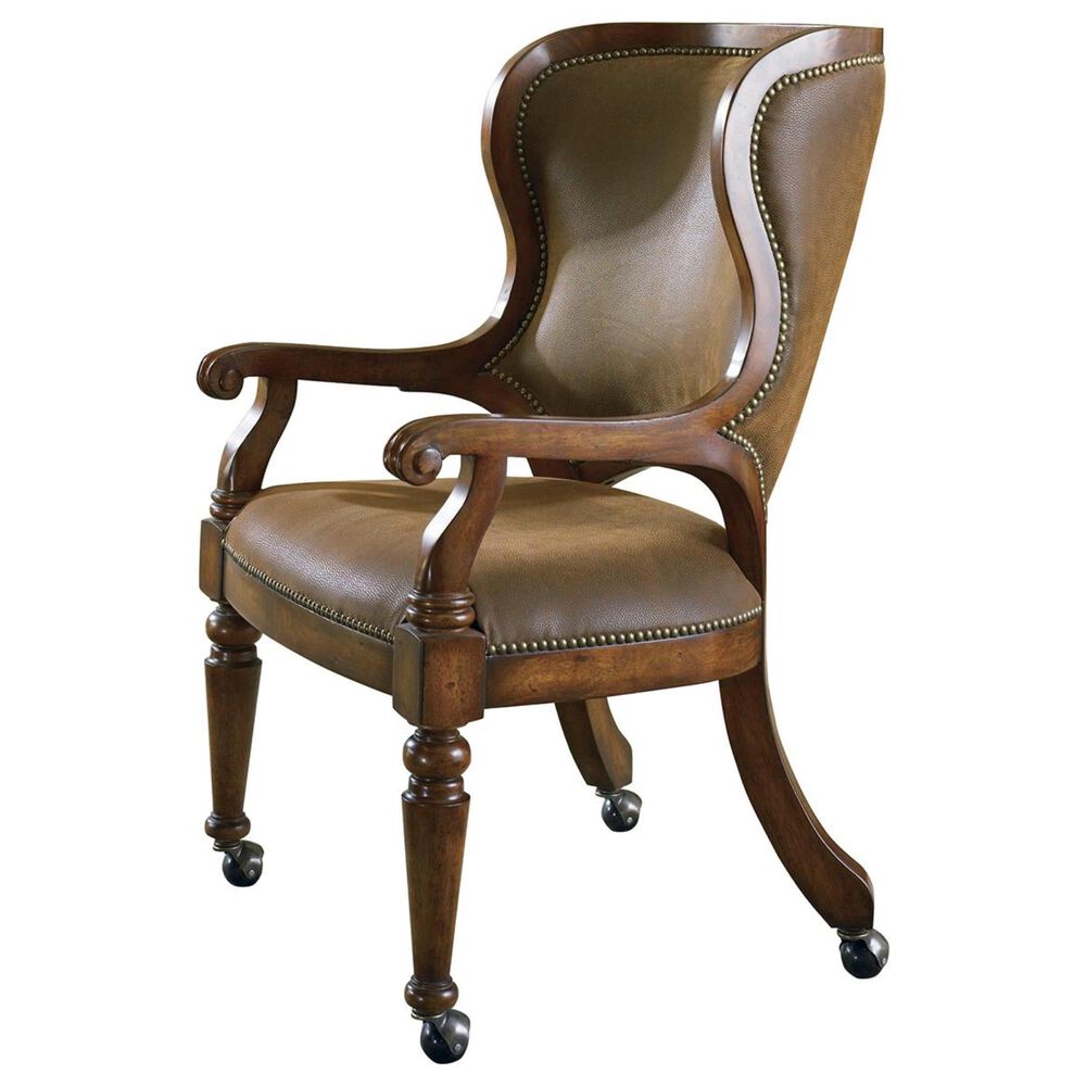 Hooker Furniture Waverly Place Tall Back Game Chair with Castors in Rich Brown, , large