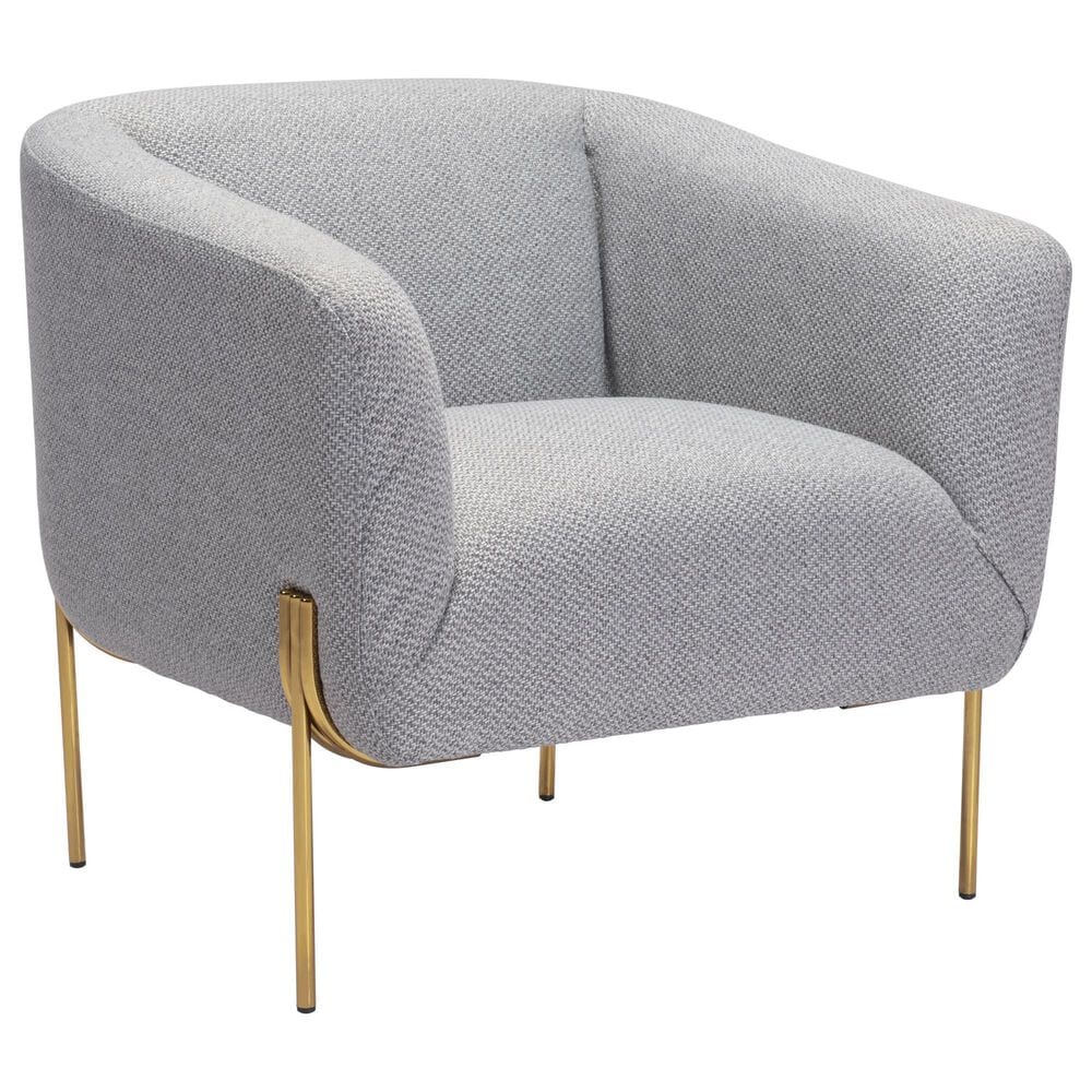 Zuo Modern Micaela Arm Chair in Gray and Gold, , large