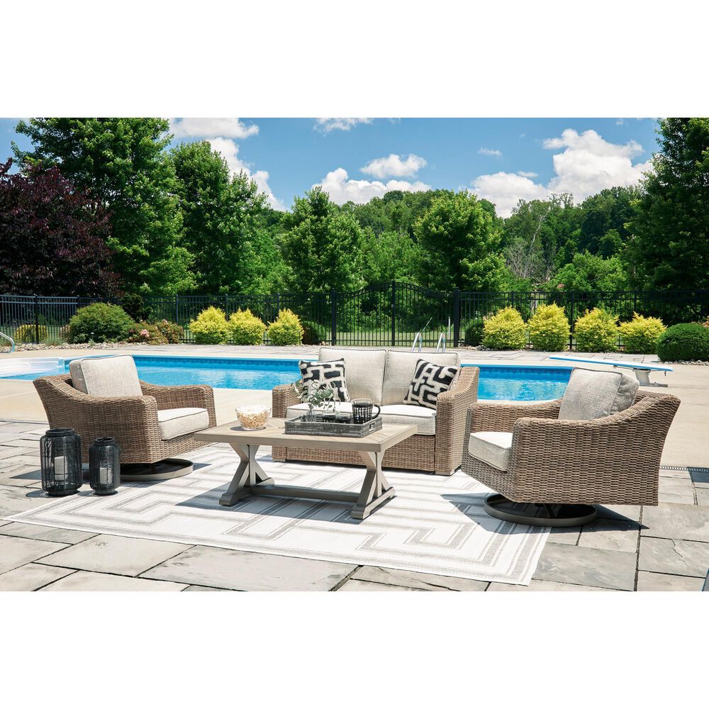 Ashley Beachcroft Patio Loveseat in Beige, , large