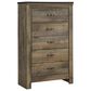 Ashley Trinell 5-Piece Twin Bookcase Bed Set in Replicated Oak Grain, , large