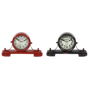 Maple and Jade Table Clock in Red and Black (Set of 2), , large