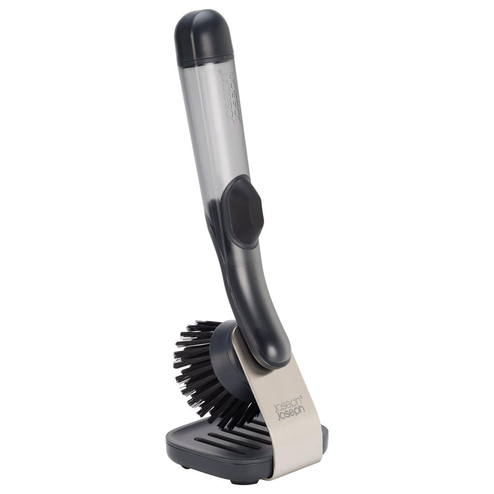 Joseph Joseph SinkTech Soap Dispensing Washing Up Brush with Steel Stand in Clear and Black, , large