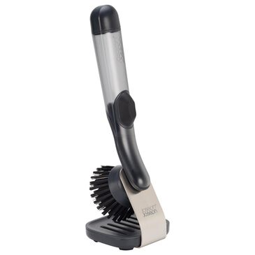 Joseph Joseph SinkTech Soap Dispensing Washing Up Brush with Steel Stand in Clear and Black, , large