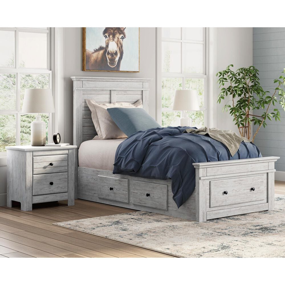 Ashley Makidern 2 Piece Twin Storage Bedroom Set with Five Drawers in Whitewash, , large