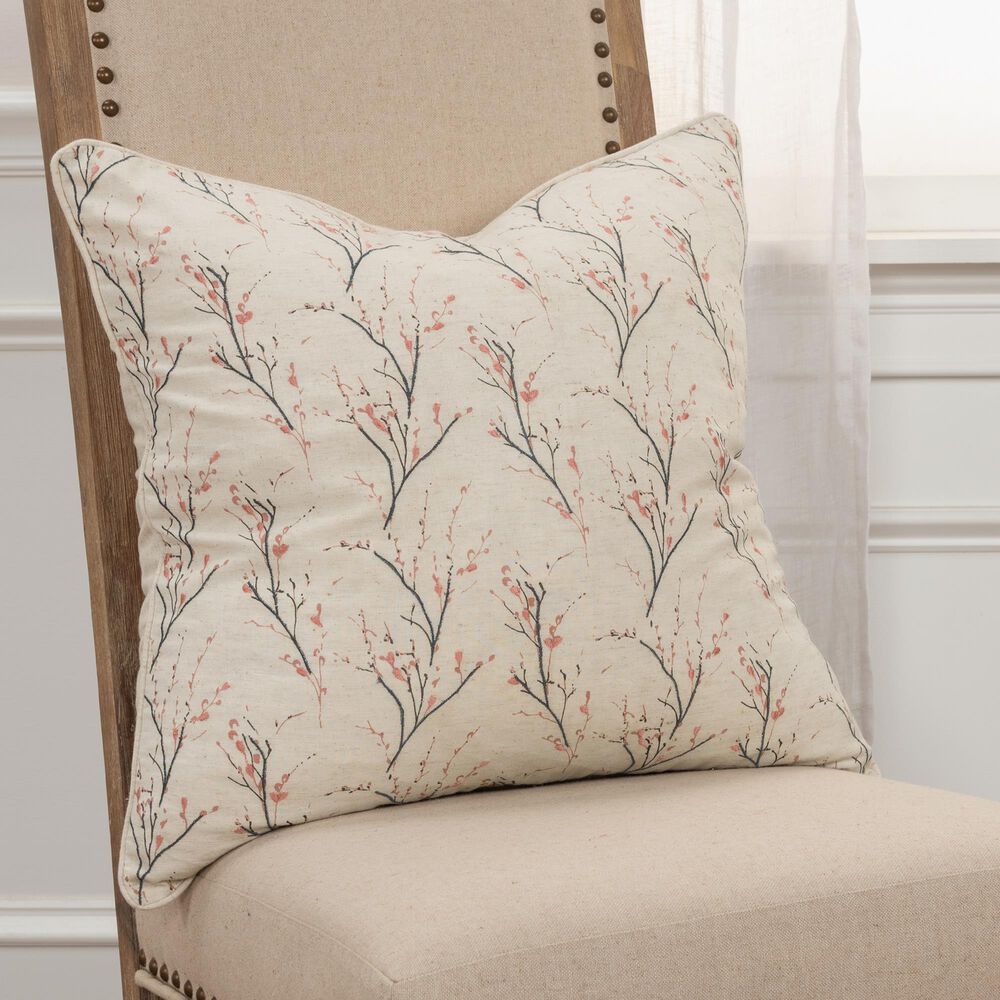 Rizzy Home Floral 20" Down Filled Pillow in Natural, , large