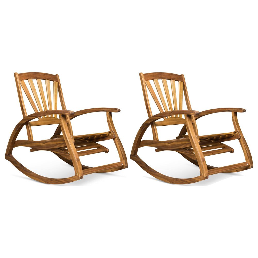 Noble House Sunview Rocking Chair in Teak Brown (Set of 2), , large