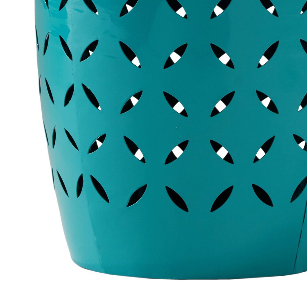 Hearth and Haven Lilac Outdoor Metal Side Table with Cylindrical Design in Teal, , large