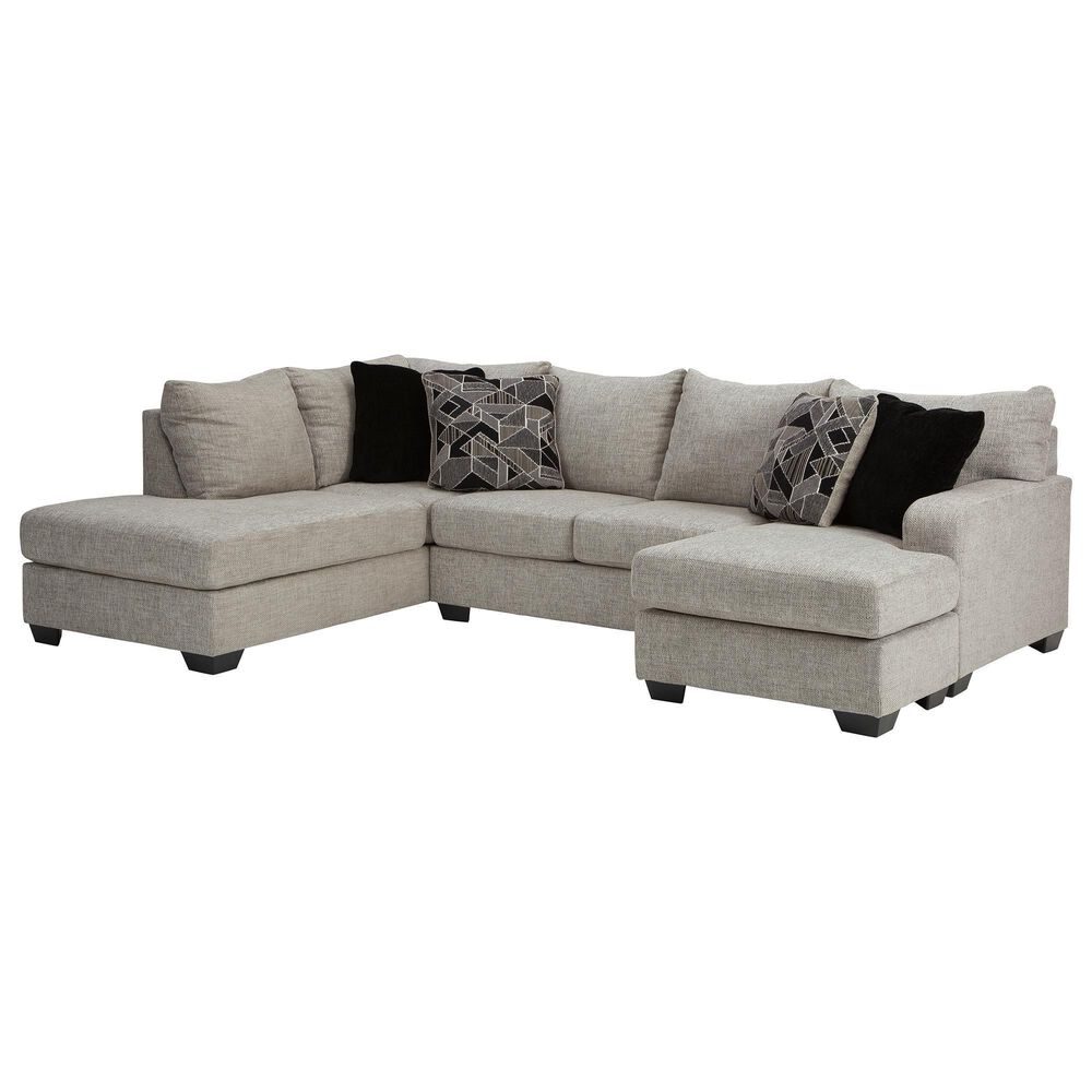 Ashley Megginson 3-Piece Right Facing U-Shaped Sectional with Sofa Chaise and Storage Ottoman in Storm, , large