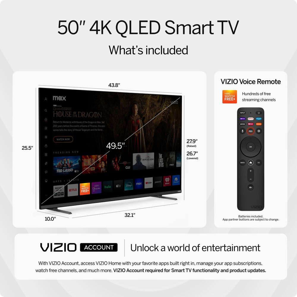 VIZIO 50 Quantum Pro 4K QLED Smart TV w/ 2.1 Soundbar, , large