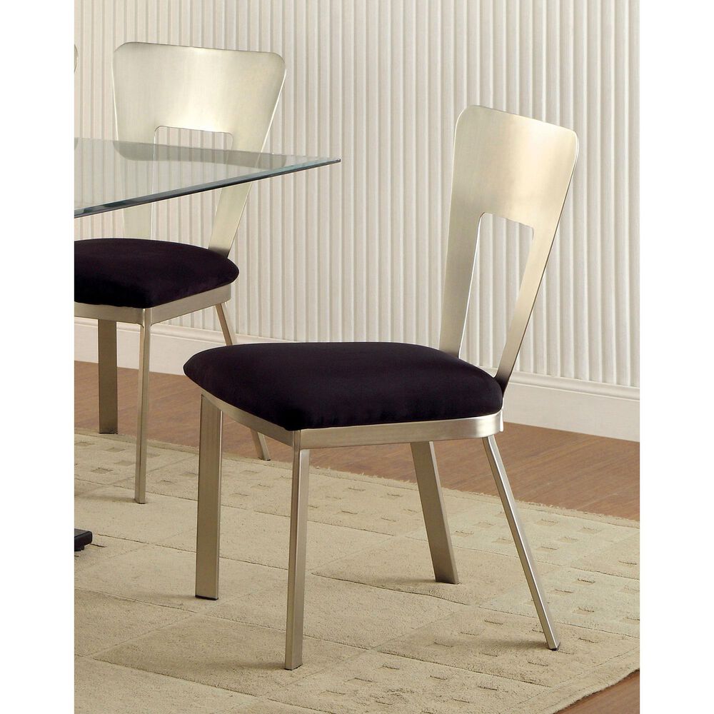 Furniture of America Russell Dining Chair in Silver &#40;Set of 2&#41;, , large