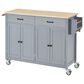 HOMLUX 54" Kitchen Island with Solid Wood Top and Locking Wheels in Grey Blue, , large