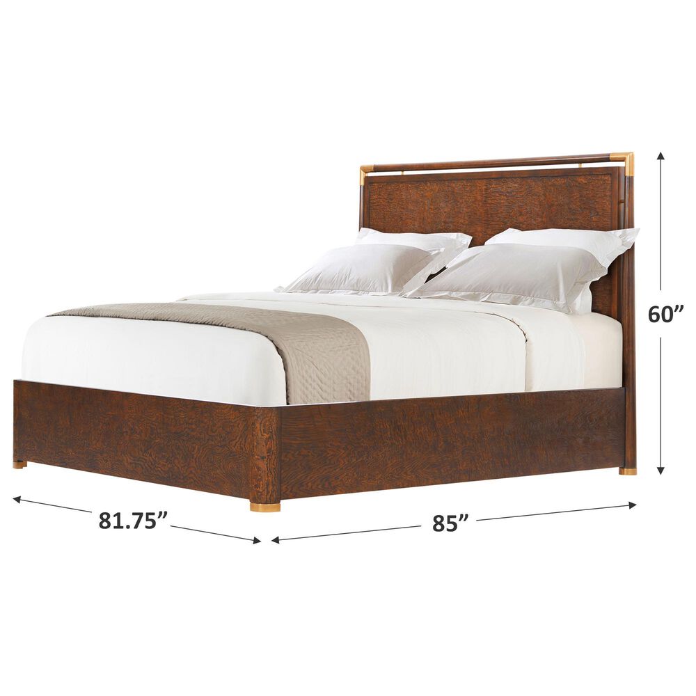 THEODORE ALEXANDER Kesden King Panel Bed in Pyramid Brown and Satin Brass, , large