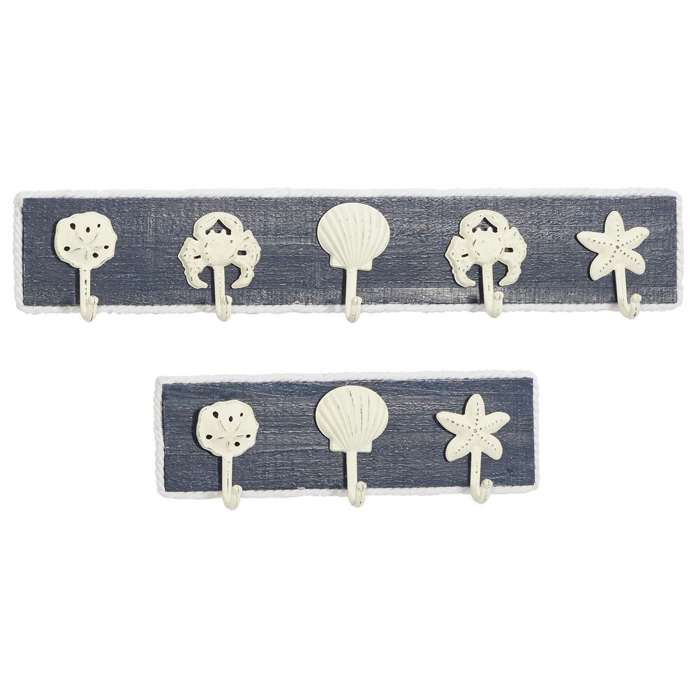 Maple and Jade Contemporary Wood Wall Hook White Set of 2, , large