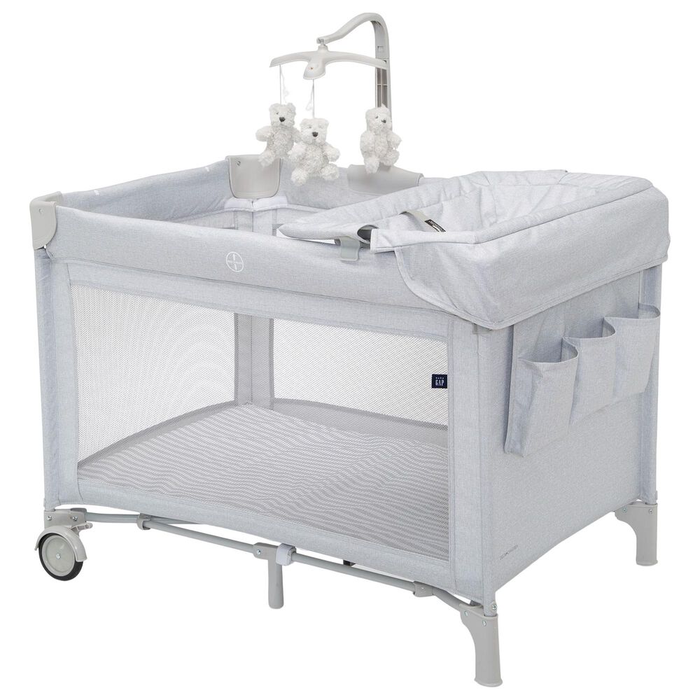 Delta Deluxe Play Yard in Grey Stripes, , large