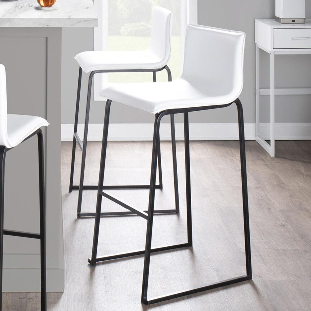 Lumisource Mara Barstool with White Cushion in Black &#40;Set of 2&#41;, , large