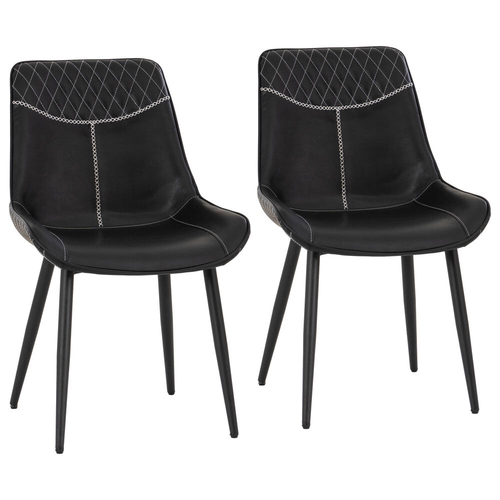 Linon Home Decor Edler Side Chair with Black Upholstery in Black (Set of 2), , large