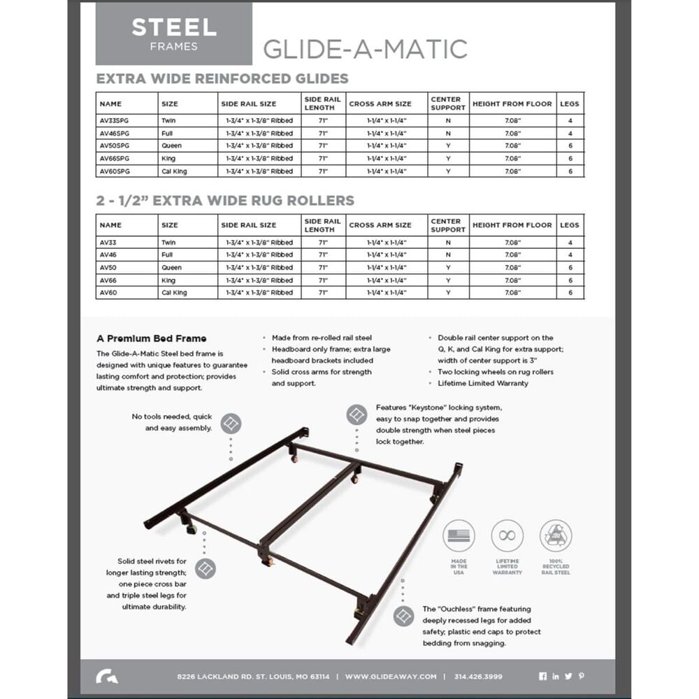 Glideaway King Glide-A-Matic Bed Frame, , large