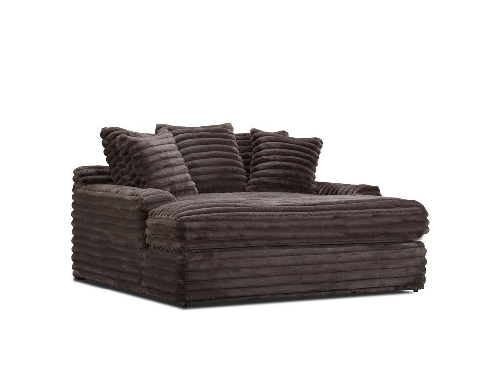 J Cooper USA Oversized Chaise Lounge with USB Charging Ports and 2-Cupholder in Chocolate, , large