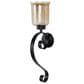 Maple and Jade 27" Handmade Pillar Scroll Indoor/Outdoor Wall Sconce in Matte Black and Clear, , large