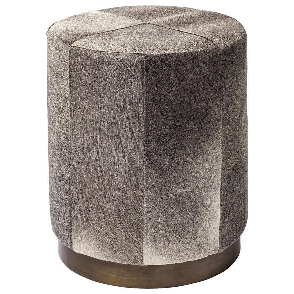 Mercana Zahavi I Ottoman in Grey Hair on Leather, , large