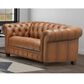 Hydeline York Stationary Leather Loveseat in Saddle, , large