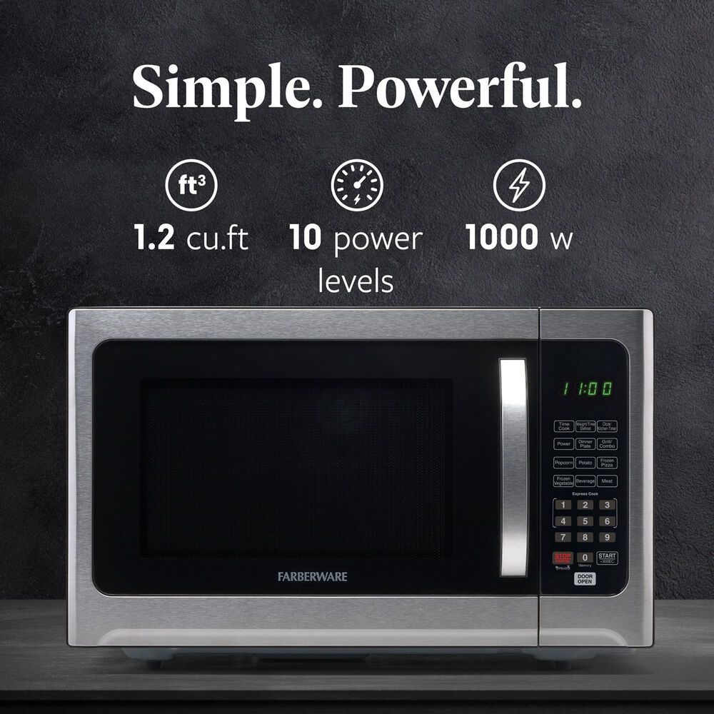 Faberware Professional 1.2 Cu. Ft. Microwave Oven in Stainless Steel, , large